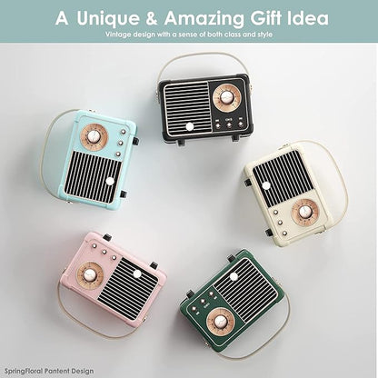 Retro Bluetooth Speaker, Mini Bluetooth Speaker Wireless, Hands-Free Call,400mA Battery, TF Card, Aux Line, for iOS Android Smartphone Home Office, Birthday Gift Ideas Blue