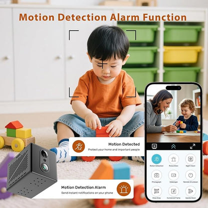 2026 5G 4K Mini Camera WiFi Indoor Home HD Micro Wireless Security Camera, Small Nanny Cam Pet Baby Outdoor Cameras, 100 Days Battery Life 150 angle Night Vision Motion Detection Cloud & SD Storage