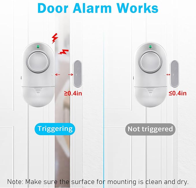 120DB High Decibel Door Window Alarms for Home Security, Toddler Child Safety Entry Open Alert Door Chime, Anti Intrusion Sensor for Household Store Apartment Garage, 10 Pack Silvery