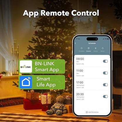 BN-LINK WiFi Heavy Duty Smart Plug Outlet, No Hub Required with Timer Function, White, Compatible with Alexa and Google Assistant, 2.4 Ghz Network Only (4 Pack)
