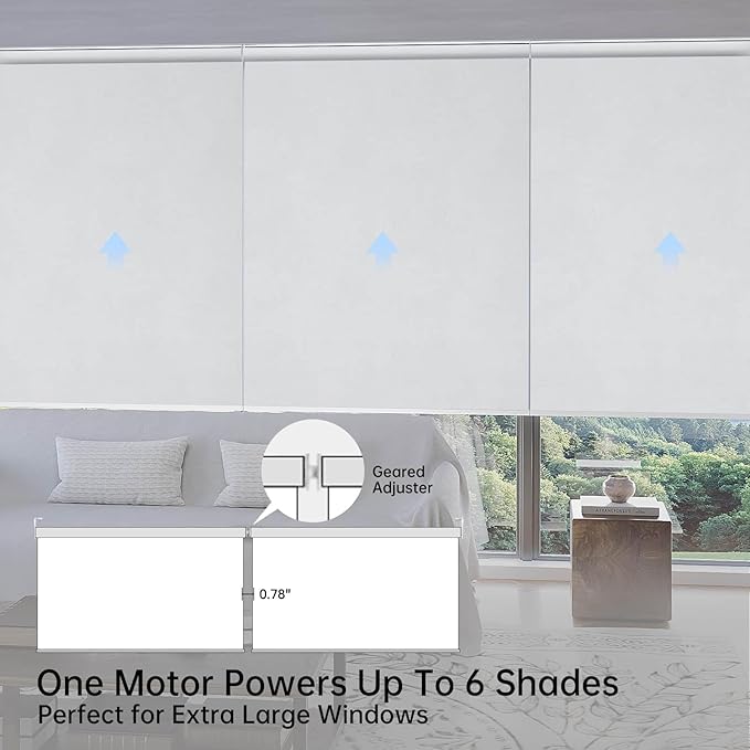 Motorized Coupled Shades, Blackout Smart Blinds for Large Windows Automatic Blinds Compatible with Alexa, Motorized Roller Shades Customized for Bedroom Home Office(Blackout-Fabric White)