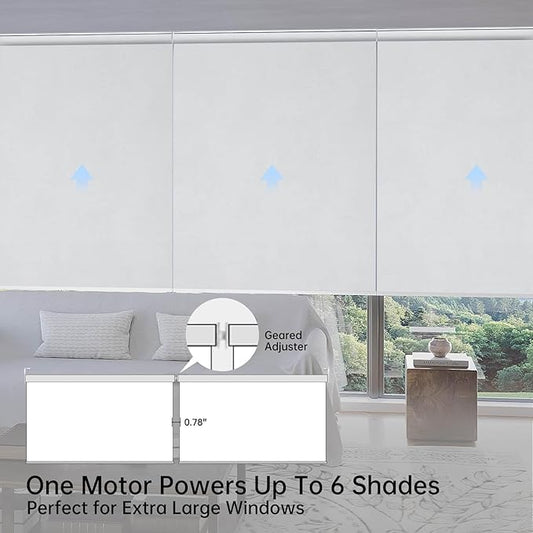 Motorized Coupled Shades, Blackout Smart Blinds for Large Windows Automatic Blinds Compatible with Alexa, Motorized Roller Shades Customized for Bedroom Home Office(Blackout-Fabric White)