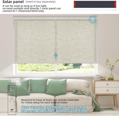 SmartWings Motorized Light Filtering Shades, Work with Matter Homekit Alexa Google, 70% Blackout Shades Translucent, Cordless Window Shades with Remote Rechargeable, Up 110" W x 148" H, Linen Sand