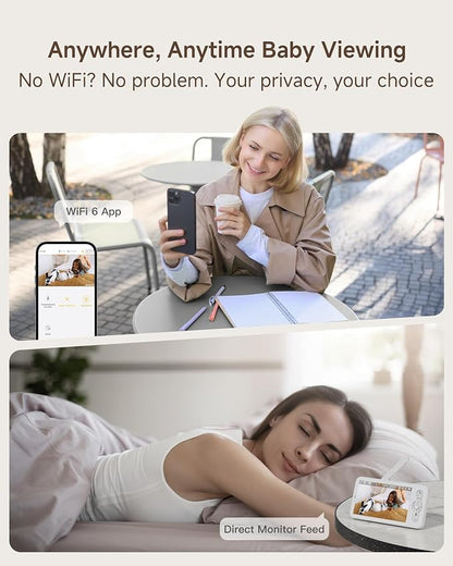 ARENTI Baby Monitor B2 Kit, WiFi 6 Camera, 5'' Upgraded Wireless Display