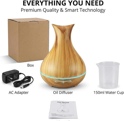 Sierra Modern Home Smart WiFi Humidifier - Aromatherapy Essential Oil Diffusers with App Control & Voice Control - Works with Alexa & Google Home - 400ml Ultrasonic Diffuser & Humidifier - Light Brown