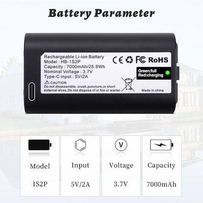 Battery Replacement for myQ Smart Garage Video Keypad Alarm System, Rechargeable Battery Compatible with MYQ 18650MH1-1S2P with USB-C Charging Cable, Li-ion 3.7V 7000mah/25.9Wh