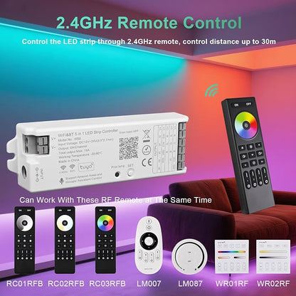 5 in1 WB5 2.4GHz WiFi PWM LED Controller Alexa/Google Home/Tuya APP Control