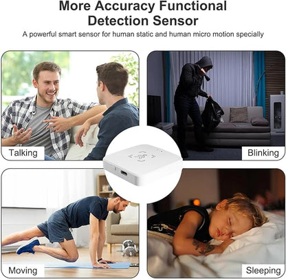 WiFi Human Presence Sensor: Smart Motion Sensor with App Notification Alerts, mmWave Radar Detector, Zone Positioning, Human Body Exists Sensor for Home Security & Home Automation