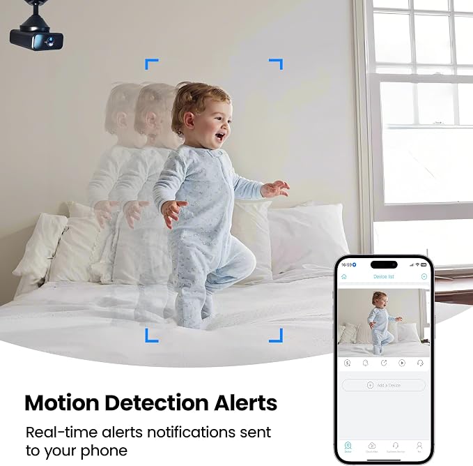 Only 0.6 inch Hidden Camera, 2026 Upgraded 4K Spy Camera, Mini Camera with Real-Time Recording, AI Motion Detection, Support Cloud & TF Storage, Night Vision, Indoor Cameras for Home Security