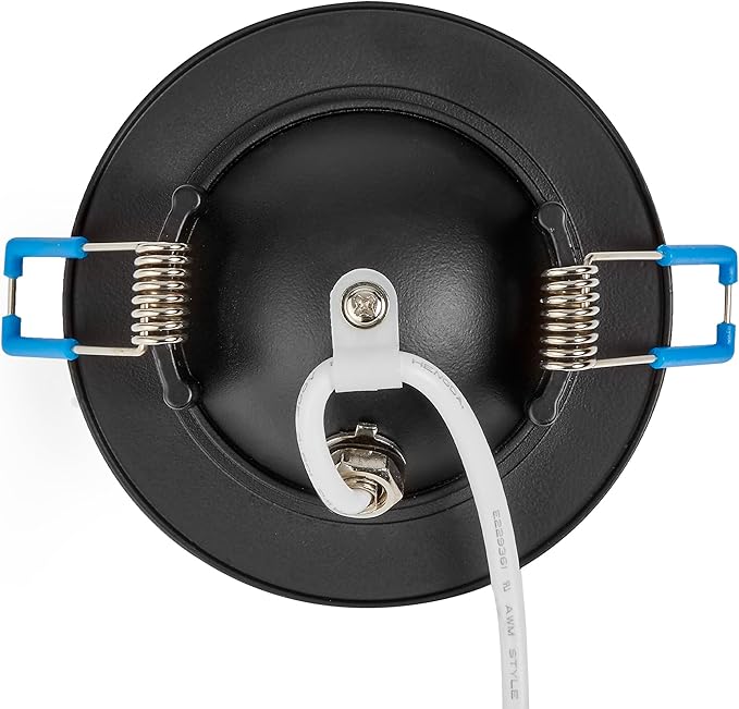 Maxxima 2 in. Rotatable Ultra-Thin Recessed LED Floating Gimbal Downlight, 360 Lumens, 5 CCT Selectable 2700K/3000K/3500K/4000K/5000K, Dimmable Black Trim 90 CRI IC Rated Canless Junction Box Included