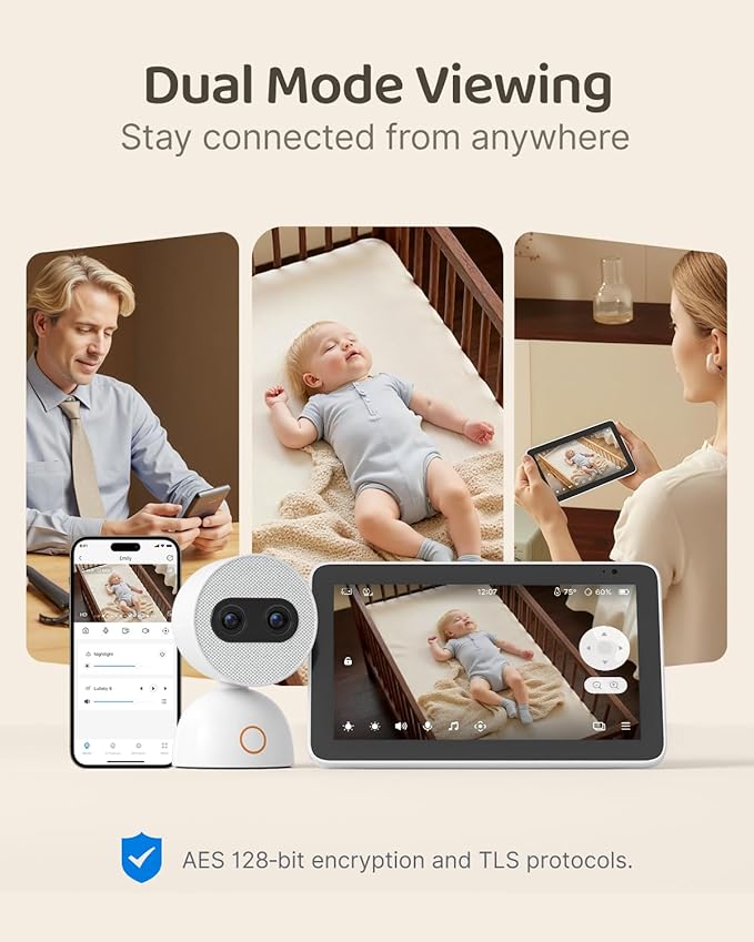 Simsky Smart Baby Monitor with 2×4MP Camera, 6X Optical Quality Zoom, 32GB Local Storage, AI Tracking, Intelligence Detection, Pan-Tilt-Zoom, Add-on Camera Monitor