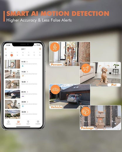 Dzees 2K Security Cameras Wireless Outdoor, Indoor-Outside WiFi Battery Powered Camera for Home Security,Color Night Vision,2-Way Talk,AI Motion Detection,Spotlight Siren Alarm,SD/Cloud Storage,2 Pack