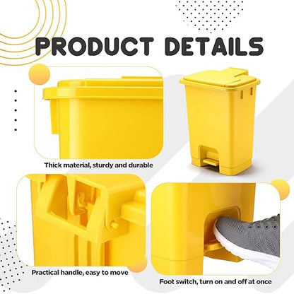 1 Pcs 5 Gallon Yellow Step on Trash Can Hands-Free Waste Bin with Odor Control Lid Touchless Sanitary Use Garbage Can for Lab Dental Home Clinic Office