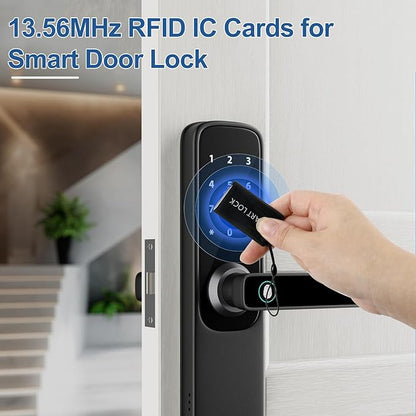 50 Pcs 13.56MHz RFID Key Fobs – Smart IC Cards for SMONET & TTLock App-Compatible Door Locks – Keyless Entry Access Tags, 5x3cm with Lanyard for Deadbolt