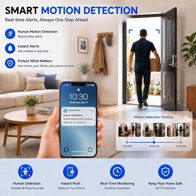 4K Mini Indoor Security Camera Wirless Nanny Cam with 60-Days Battery Life