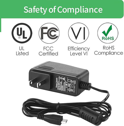 5V 2A Micro USB Power Supply Adapter Charger Compatible with Raspberry Pi 3/3 B+, Pi 2, Zero, Model A A+ B B+, Arduino, ESP32, LED Strip, TV Box, Security Camera