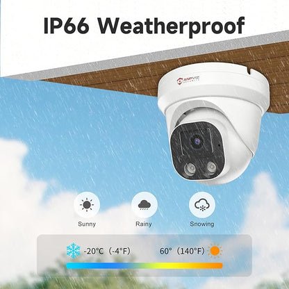 Anpviz 4K PoE IP Camera, 8MP Turret Security IP Camera Outdoor Indoor Wired, AI Human Vehicle Motion Detection, 100FT Smart Dual Light Color Night Vision, Built-in Mic, Waterproof, NDAA (U Series)