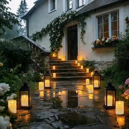 Flameless Candles 4" 5" 6" Outdoor Indoor Pillars Battery Operated Flickering Candles with Cozy Climbing Flame Effect, 10-Key Remote Timer, 400+ Hours by 2 AA Batteries, White Plastic LED Candles