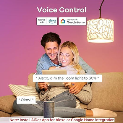 Linkind Color Changing Smart WiFi Light Bulbs, Compatible with Alexa & Google Home Bundle with Linkind Matter Smart Plug, Work with Apple Home, Siri, Alexa, Google Home, SmartThings