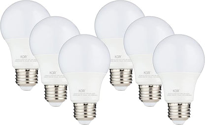 KOR 6 Pack A19 LED Light Bulb, 60W Equivalent, 5000K Bright White, 800 Lumens, Efficient 9 Watt Replacement Bulbs with E26 Standard Base, 15000 Long Life Hours, Non-Dimmable, 80+ CRI, UL Listed