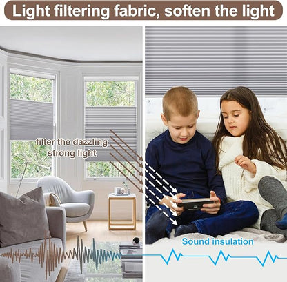 Godark Motorized TDBU Cellular Shades with Remote Control Smart Honeycomb Blinds Compatible with Alexa Google Home Smarthings Custom Double Cellular Light Filtering for Indoor Windows Doors-Grey