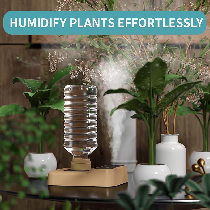 Travel Humidifier, Portable Small Humidifier for Plants, Bedroom, Office, Hotel or Car, Battery Operated Mini Cool Mist Humidifiers, Quiet 23dB, Auto-off, Night Light & BPA-Free, Khaki