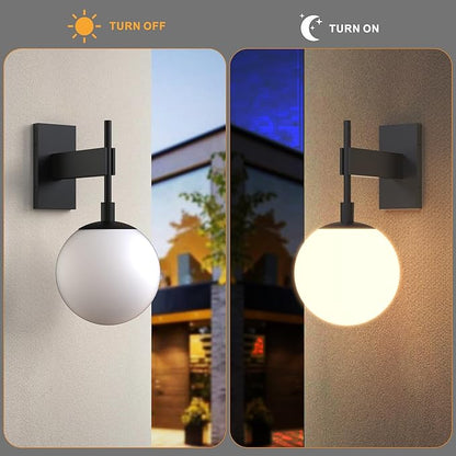 Hyunbae Outdoor Wall Sconce, 18.1" Large Size Wall Light, Exterior Light Fixtures Wall Mount for House, Globe Glass Front Porch Lights, Waterproof Outside Lighting Sconce Lamp with E26 Base