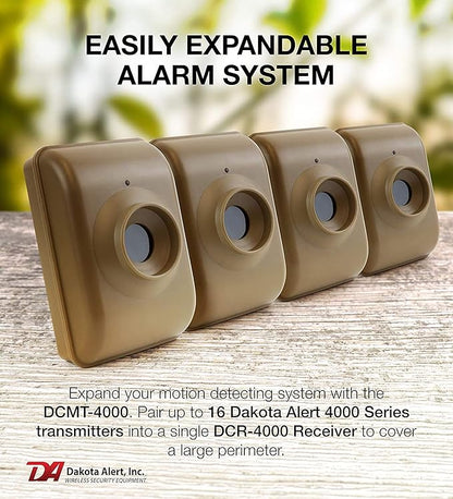 Dakota Alert Long Range Wireless Driveway Motion Detector - DCMA-4000 One Mile Alarm System - Passive Infrared Driveway Alarm Transmitter & Receiver - Outdoor Motion Sensor & Alarms