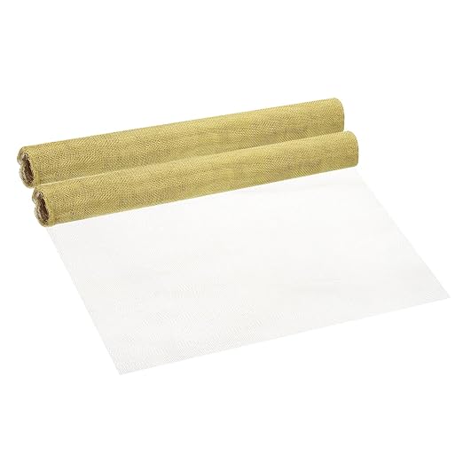 PATIKIL Brass Woven Wire Mesh Screen Roll 39x12, 2 Roll 20 Mesh Filter Metal Coarse Dense Gauze Mesh for Window Security Vent Cover Filtration Animals Fence, Yellow