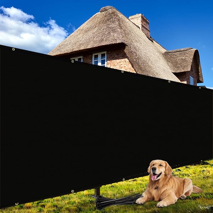 Shade&Beyond 4'x26' Black Privacy Screen Fence Cover 170 GSM Fencing Mesh Fence Panel for Wall Garden Yard Backyard Indoor Outdoor Home Decoration