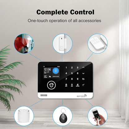 Home Security System, Alarm System for Home Security, 22-Piece Kit WiFi/GSM SMS Alarm System with Motion Detector, 120dB Alarm Siren, Door Window Burglar Alarm, Smart Remote Control, Alexa Compatible