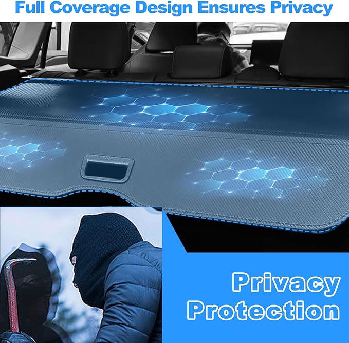 AUXKO Retractable Cargo Cover for Toyota RAV4 2026, Cargo Trunk Cover Luggage Security Shade Cover for 2026 Toyota RAV4 Shielding Shade Anti-Peeping Luggage Privacy Screen, Carbon Fiber