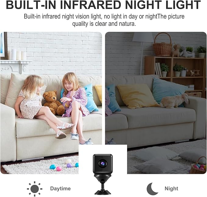 2K MiniSmart Hidden HD Cameras Wireless WiFi Camera for Home Security - Night Vision, Motion Detection, Built - in Battery, App Control (iOS & Android) - Ideal Indoor Nanny, Pet & Dog Camera