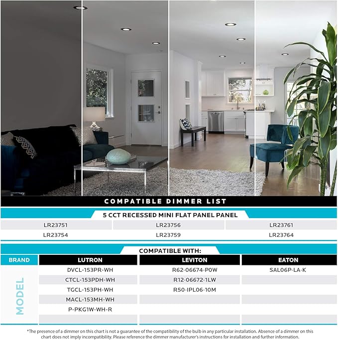 LUXRITE 4 Inch Ultra Thin LED Recessed Light with J-Box, 10W, 5 Color Options 2700K | 3000K | 3500K | 4000K | 5000K, Dimmable Wafer Lights, 750 Lumens, Black Trim, Energy Star, IC Rated (4 Pack)