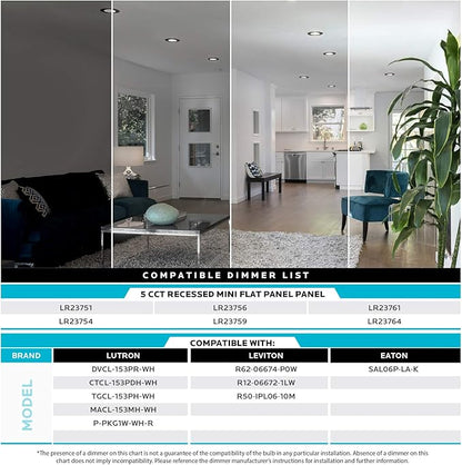 LUXRITE 4 Inch Ultra Thin LED Recessed Light with J-Box, 10W, 5 Color Options 2700K | 3000K | 3500K | 4000K | 5000K, Dimmable Wafer Lights, 750 Lumens, Black Trim, Energy Star, IC Rated (4 Pack)