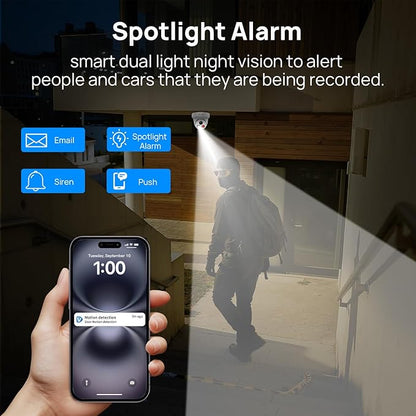 VIKYLIN 4K 8MP PoE IP Camera Outdoor, Smart Dual Light with AI Color Night Vision, Human/Vehicle Detection, 2.8mm Lens Wide Angle, Full Metal Housing, Built-in Mic, 120dB WDR, IP67NDAA Compliant
