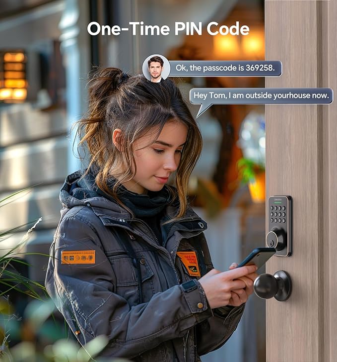 Ulecoce Keyless Entry Keypad Deadbolt with Handle Set, Auto-Lock + One-Touch Lock, 100 Codes + Easy Install, Ideal for Airbnb/Homes/Offices, Fits U.S. Standard Front Doors, Oil Rubbed Bronze