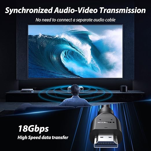 HDMI Cable for CCTV Security Camera Monitor 6FT 4K 60Hz High Speed 2.0 Male to Male HDMI Cord Gaming Extension Cord for Samsung TV Laptop Computer Projector for PS5 for PlayStation 5 for Xbox Black