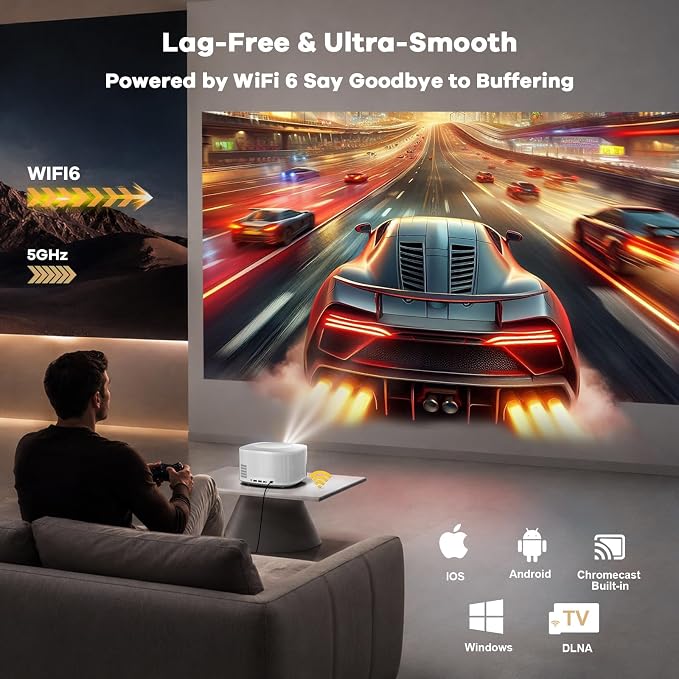ONOAYO Outdoor-Projector-4K with 60W Dolby Audio and Official Apps, White