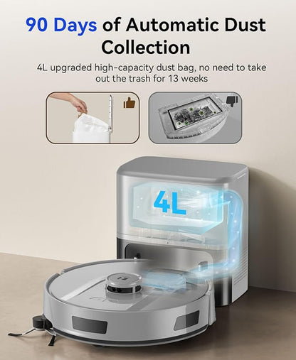 Robot Vacuum Cleaner 20,000Pa Robot Vacuum and Mop,90 Day Self Emptying Vacuum Robot,Lidar Navigation,5G/2.4GWiFi APP Aspirateur Robot,Self-Charging Robot Vacuums for Pet,Floor,Carpet R11Gray