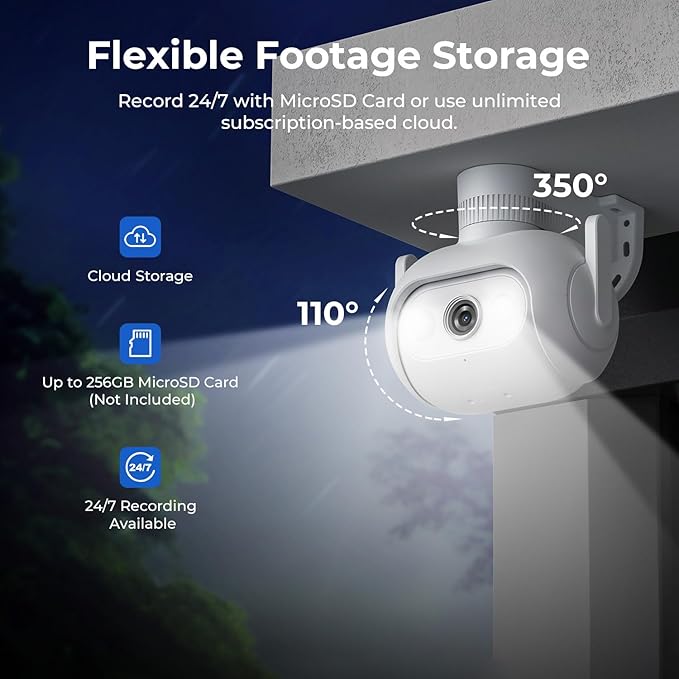 IMILAB Wired Security Camera Outdoor: 2K WiFi/LAN Camera with Spotlight, 360° PTZ Surveillance, Color Night Vision, Auto Deterrence, Weatherproof, 7/24 Local Recording, No Monthly Fee