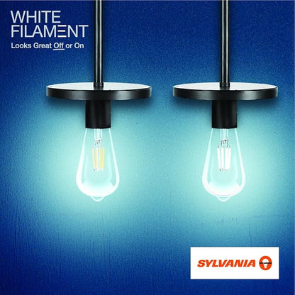 Sylvania ST15 Clear LED White Filament Bulb, 5.5W, Dimmable, 500 LMS, Medium Base, 5000K, Daylight - 2 Pack (42267)