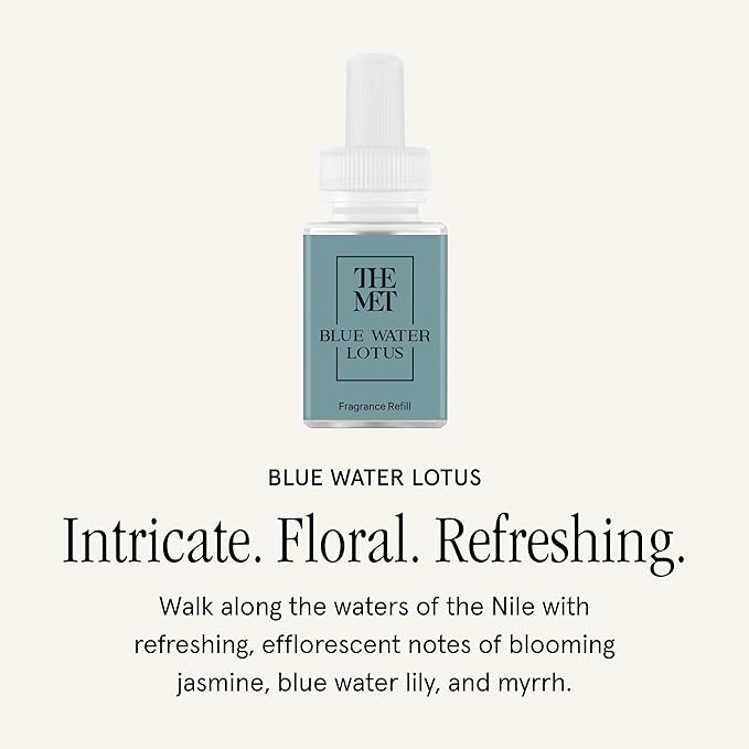 Pura & The Met Home Scent Refill - Smart Home Air Diffuser Fragrance - Up to 120-Hours of Luxury Fragrance - Household Essential - Clean & Safe Diffuser - Single Refill, Blue Water Lotus