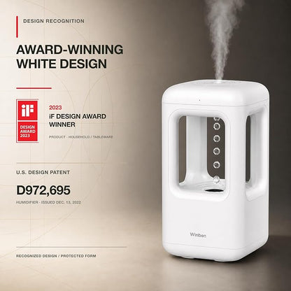 600mL Mini Cool Mist Humidifier with Anti-Gravity Water Drop Display for Bedroom, Nightstand and Personal Spaces, Plug-In, Pearl White