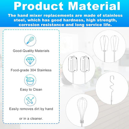 6pcs Hand Mixer Beaters Attachment for MX600B MX3200B MX600R MX1500W MX610B | Stainless Steel Hand Mixer Beaters Attachments Whisk Replacement for MX Series Electric Hand Mixers for Cooking and Baking