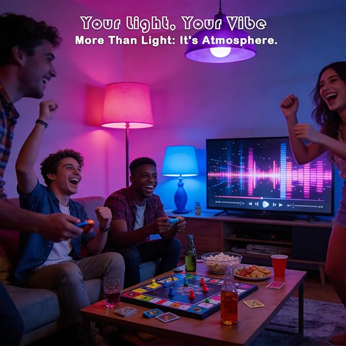 RGB Color Changing Light Bulbs with Remote(2-Pack), 9W 6500K White LED Light Bulbs, A19 E26 40W Equivalent, Colored Light Bulbs, 16 Color Dimmable Multicolor Light Bulb with Memory, for Home, Party