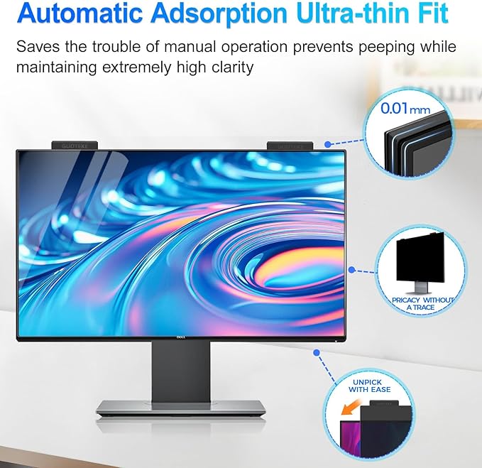 2Pack Magnetic 21.5 Inch Privacy Screen for Computer Monitor 16:9 Aspect Ratio, Hanging Removable Anti-Blue/Glare Protector Film, Anti Spy Desktop Security Private Filter 21.5in