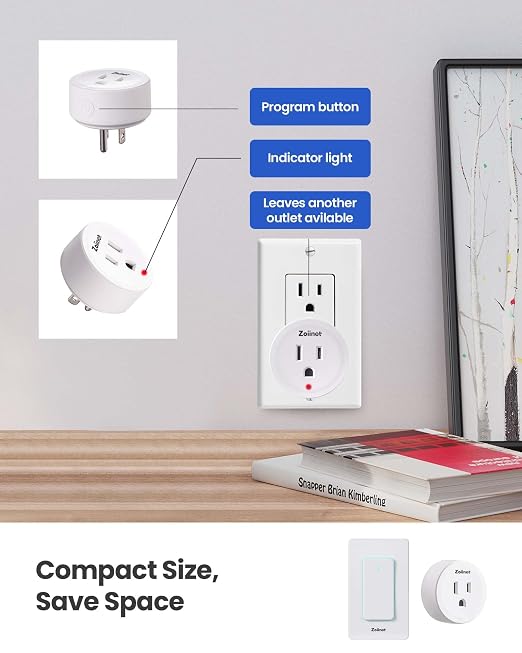 Zoiinet Remote Control Outlet Plug(Plug Only), Work with Wireless Switch