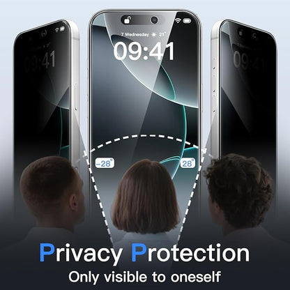 JETech Privacy Screen Protector for iPhone 16 Pro 6.3-Inch, Anti-Spy Tempered Glass Film with Easy Installation Tool, 2-Pack