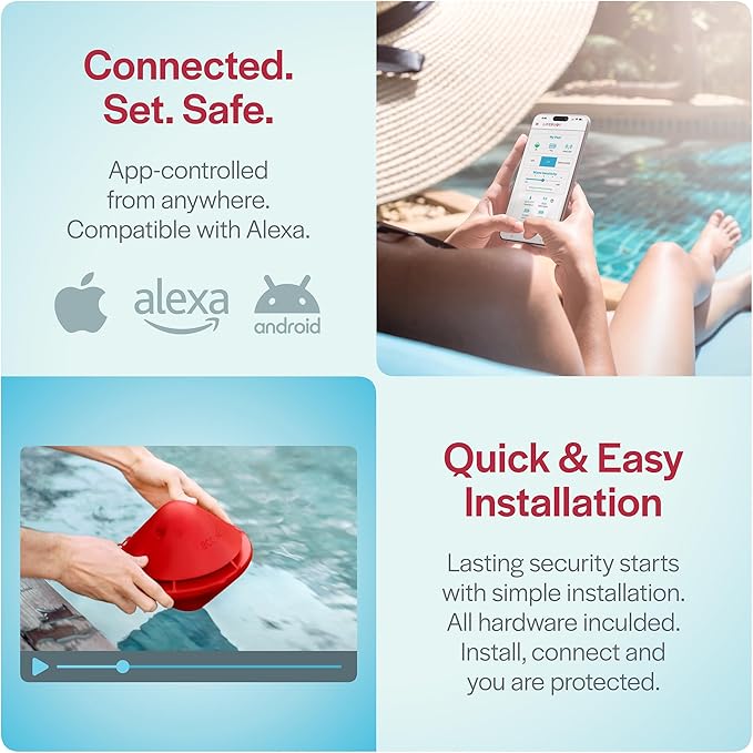 BCONE® Pool Alarm by Lifebuoy® | ASTM F2208 Certified | Floating Safety Device with App Alerts + Alexa Voice Control | 2.4GHz Wi-Fi | for Inground & Above-Ground Pools